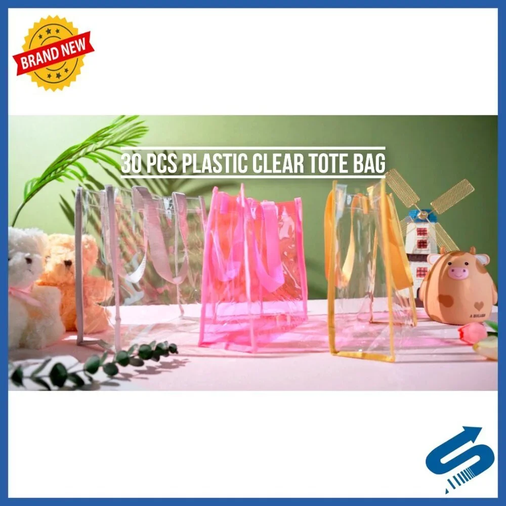 Clear PVC Tote Bags Stadium Approved Lightweight Waterproof Reusable Bulk Set